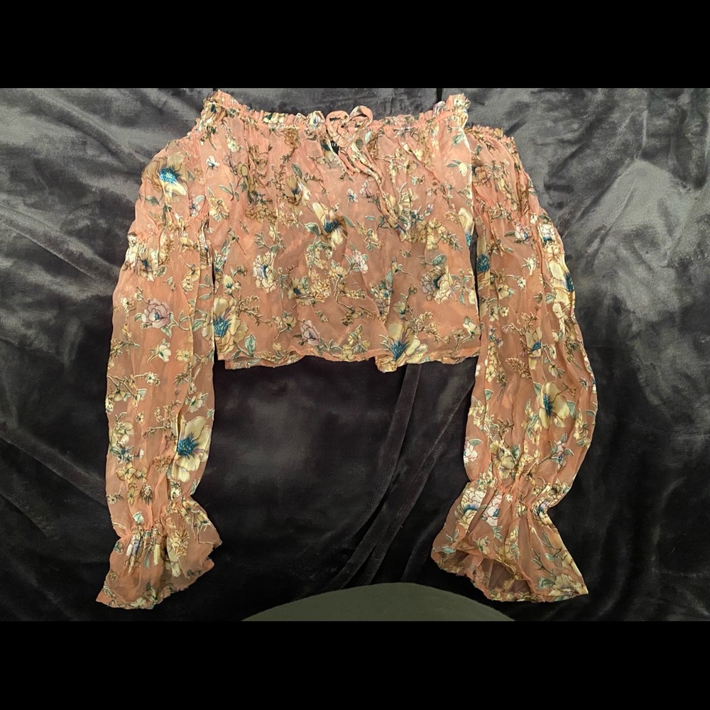 Cute Sheer Floral Crop Top